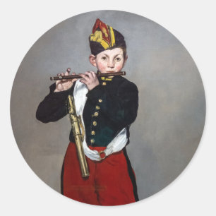 Edouard Manet - Der Pfeifer / Junger Flötist Runder Aufkleber