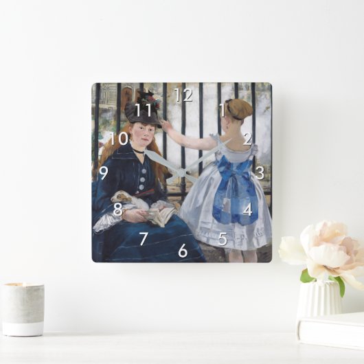 Edouard Manet - Die Eisenbahn Quadratische Wanduhr (Zuhause)