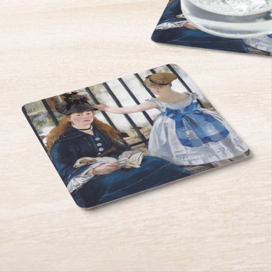 Edouard Manet - Die Eisenbahn Rechteckiger Pappuntersetzer (angewinkelt)