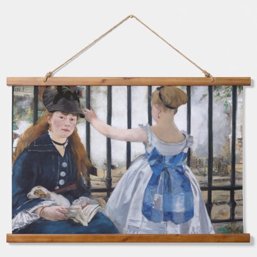 Edouard Manet - Die Eisenbahn Wandteppich Mit Holzrahmen (Vorne)