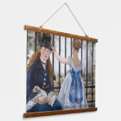 Edouard Manet - Die Eisenbahn Wandteppich Mit Holzrahmen (Gewinkelt)