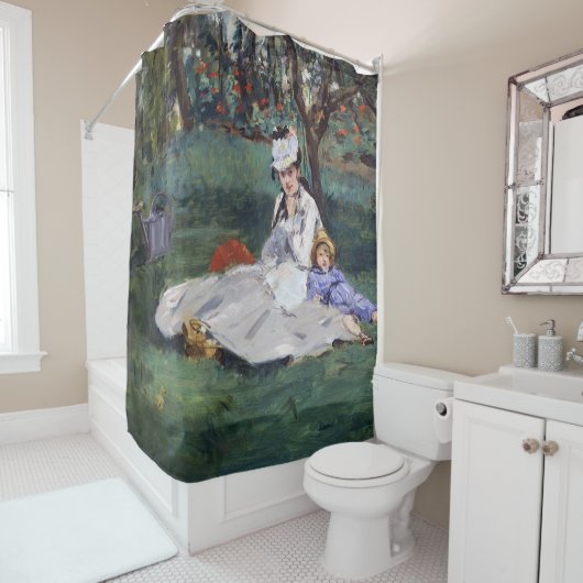 Edouard Manet - Die Familie Monet im Garten Duschvorhang (Beispiel)