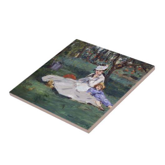 Edouard Manet - Die Familie Monet im Garten Fliese (Seite)