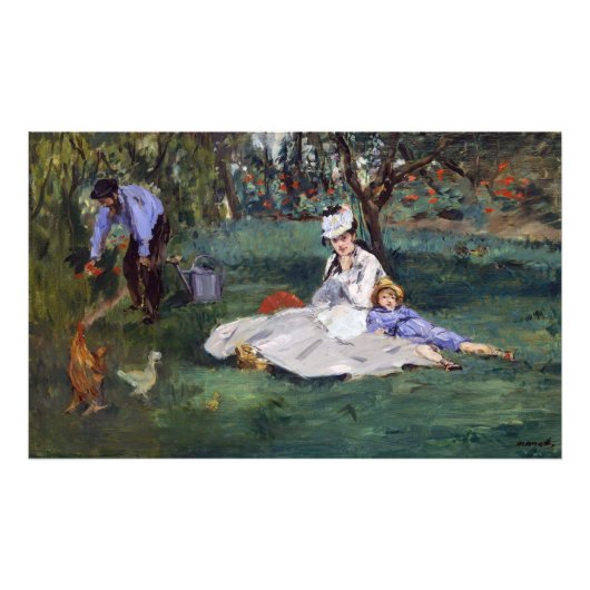 Edouard Manet - Die Familie Monet im Garten Fotodruck (Vorne)