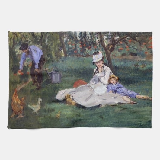 Edouard Manet - Die Familie Monet im Garten Geschirrtuch (Horizontal)