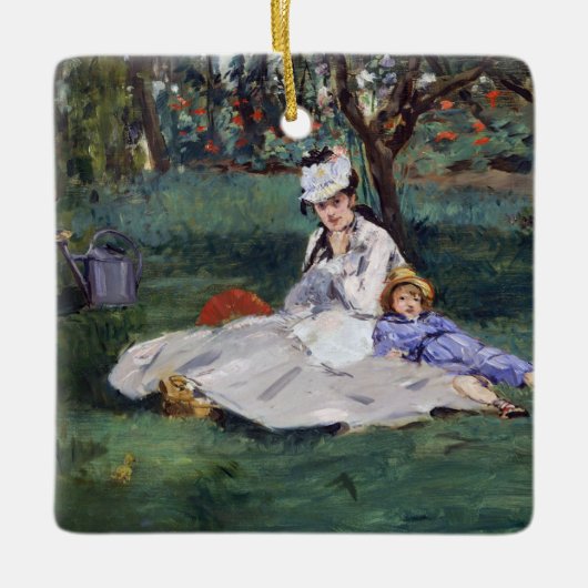 Edouard Manet - Die Familie Monet im Garten Keramikornament (Vorderseite)