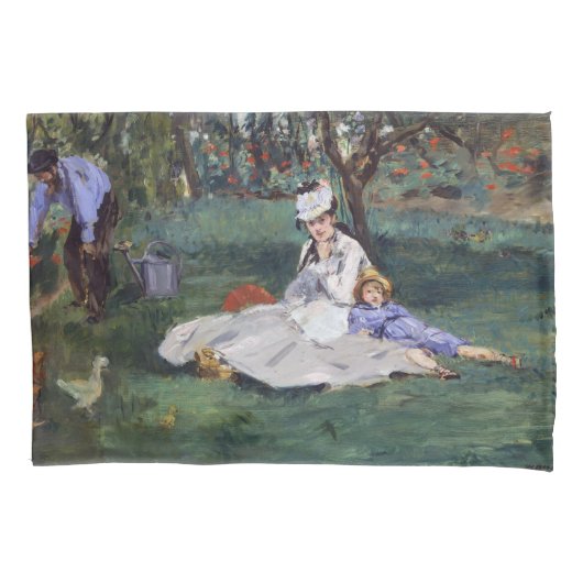 Edouard Manet - Die Familie Monet im Garten Kissenbezug (Vorderseite)
