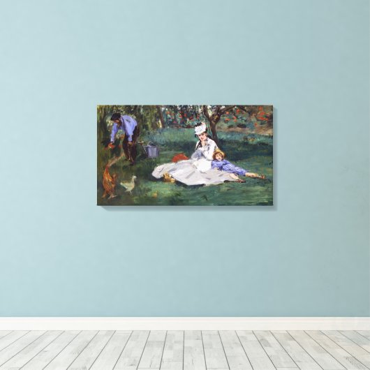 Edouard Manet - Die Familie Monet im Garten Leinwanddruck (Insitu (Holzboden))