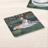 Edouard Manet - Die Familie Monet im Garten Rechteckiger Pappuntersetzer (angewinkelt)