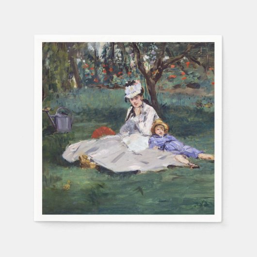 Edouard Manet - Die Familie Monet im Garten Serviette (Vorderseite)