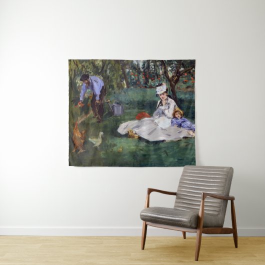 Edouard Manet - Die Familie Monet im Garten Wandteppich (Beispiel (Horizontal))