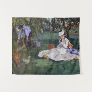 Edouard Manet - Die Familie Monet im Garten Wandteppich