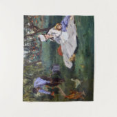 Edouard Manet - Die Familie Monet im Garten Wandteppich (Vorderseite)