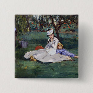 Edouard Manet - Die Familie Monet in ihrem Garten Button