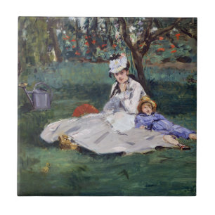 Edouard Manet - Die Familie Monet in ihrem Garten Fliese