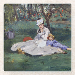 Edouard Manet - Die Familie Monet in ihrem Garten Glasuntersetzer