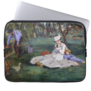 Edouard Manet - Die Familie Monet in ihrem Garten Laptopschutzhülle