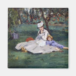 Edouard Manet - Die Familie Monet in ihrem Garten Magnet