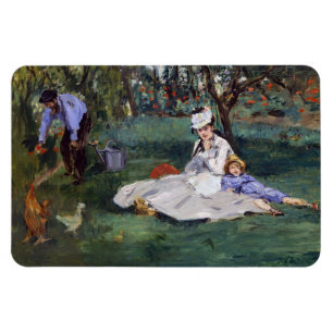 Edouard Manet - Die Familie Monet in ihrem Garten Magnet