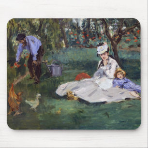 Edouard Manet - Die Familie Monet in ihrem Garten Mousepad