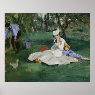 Edouard Manet - Die Familie Monet in ihrem Garten Poster