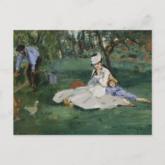 Edouard Manet - Die Familie Monet in ihrem Garten Postkarte (Vorderseite)