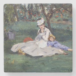 Edouard Manet - Die Familie Monet in ihrem Garten Steinuntersetzer