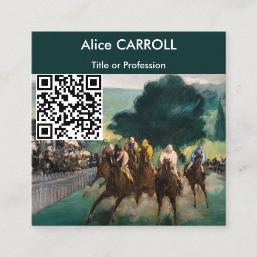 Edouard Manet - Die Rennen bei Longchamp - QR-Code Quadratische Visitenkarte (Vorderseite)
