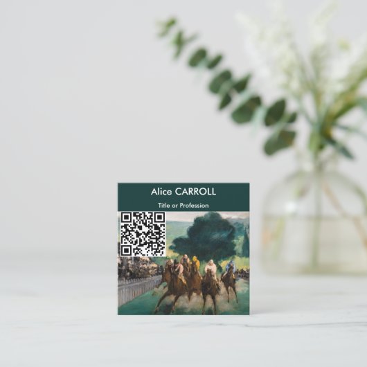 Edouard Manet - Die Rennen bei Longchamp - QR-Code Quadratische Visitenkarte (Stehend Vorderseite)