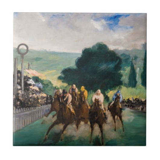 Edouard Manet - Die Rennen in Longchamp Fliese (Vorderseite)