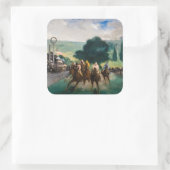 Edouard Manet - Die Rennen in Longchamp Quadratischer Aufkleber (Tasche)