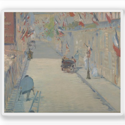 Édouard Manet - Die Rue Mosnier mit Flaggen Aufkleber (Vorderseite)