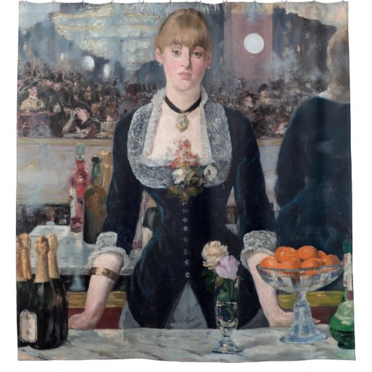 Edouard Manet - Eine Bar in den Folies-Bergere Duschvorhang (Vorderseite)