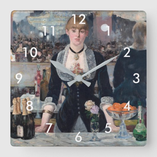 Edouard Manet - Eine Bar in den Folies-Bergere Quadratische Wanduhr (Vorderseite)