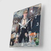 Edouard Manet - Eine Bar in den Folies-Bergere Quadratische Wanduhr (Winkel)
