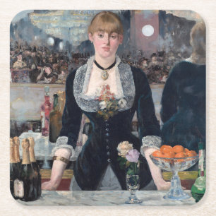 Edouard Manet - Eine Bar in den Folies-Bergere Rechteckiger Pappuntersetzer
