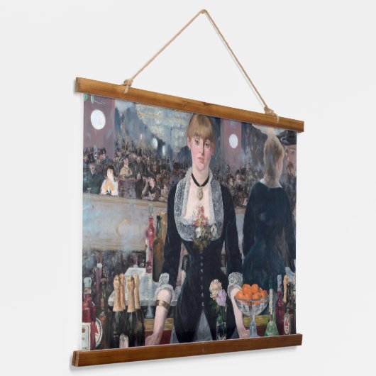 Edouard Manet - Eine Bar in den Folies-Bergere Wandteppich Mit Holzrahmen (Gewinkelt)
