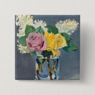 Edouard Manet - Flieder und Rosen Button