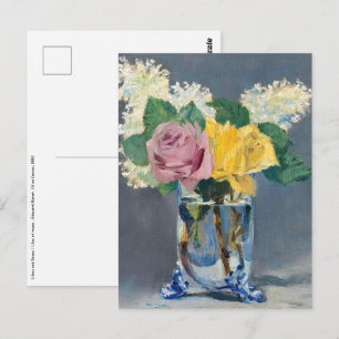 Edouard Manet - Flieder und Rosen Postkarte