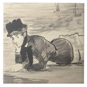 Edouard Manet - Frau, die am Strand liegt Fliese