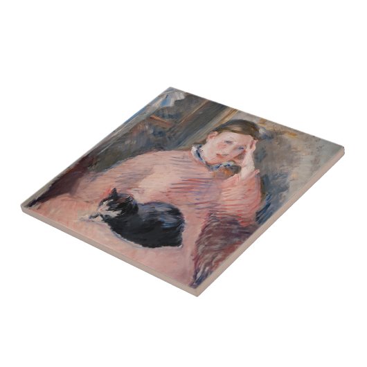 Edouard Manet - Frau mit Katze Fliese (Seite)