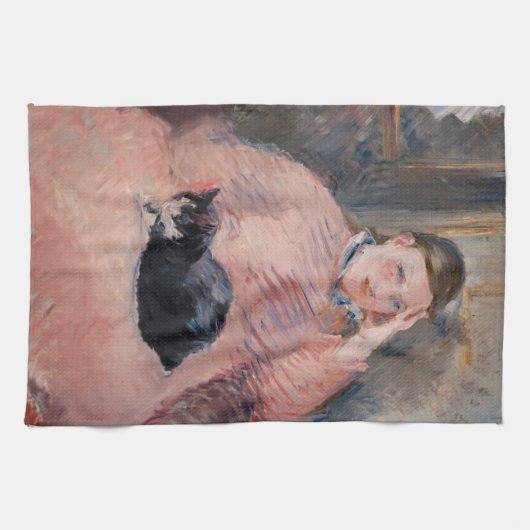 Edouard Manet - Frau mit Katze Geschirrtuch (Horizontal)