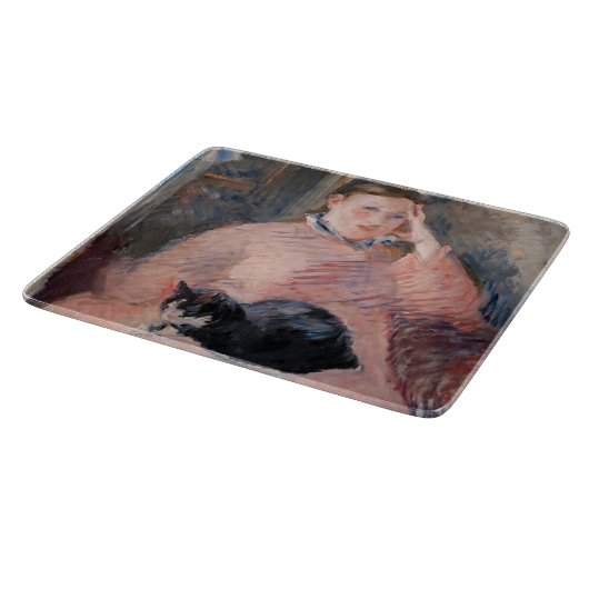 Edouard Manet - Frau mit Katze Schneidebrett (Ecke)