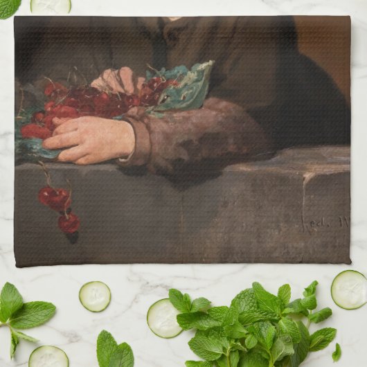 Edouard Manet - Junge mit Kirschen Geschirrtuch (Gefaltet)