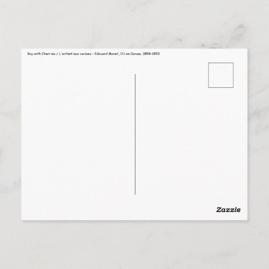 Edouard Manet - Junge mit Kirschen Postkarte (Rückseite)