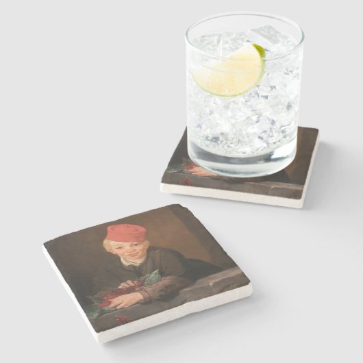 Edouard Manet - Junge mit Kirschen Steinuntersetzer (Seitenansicht)