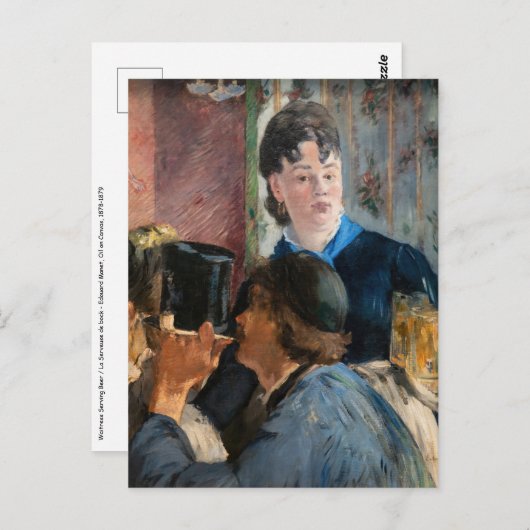 Edouard Manet - Kellnerin Servierbier Postkarte (Vorne/Hinten)