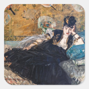 Edouard Manet - Lady with Fans Quadratischer Aufkleber