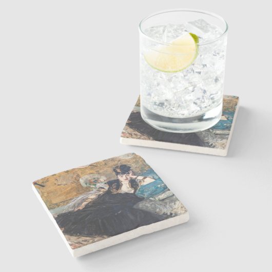 Edouard Manet - Lady with Fans Steinuntersetzer (Seitenansicht)