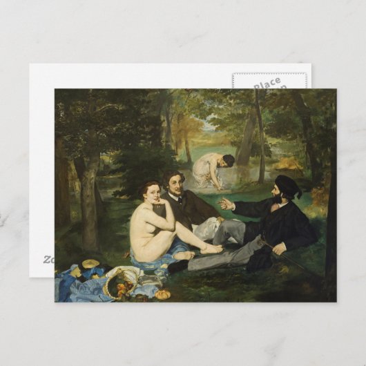 Edouard Manet - Mittagessen im Gras Postkarte (Vorne/Hinten)